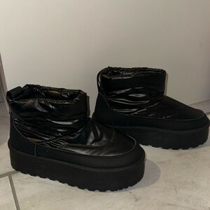 Black platform ankle boots